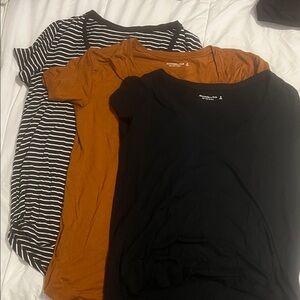 Abercrombie & Fitch Black, orange, and Striped Drapey V neck